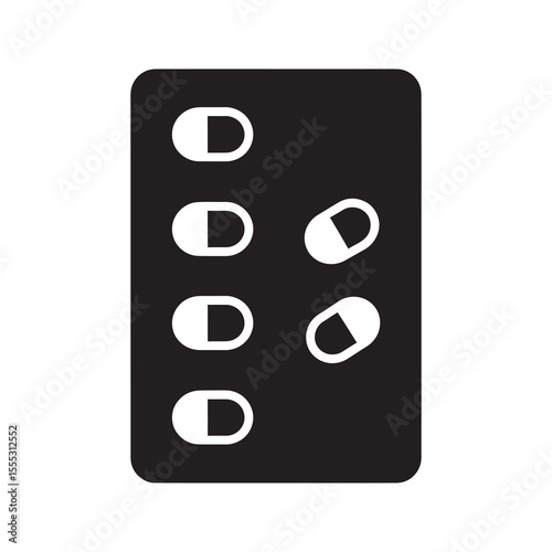 Blister pack of medication icon showing a daily dose of pills for pharmaceutical treatment medical prescription and healthcare supplement schedule vector solid glyph icon