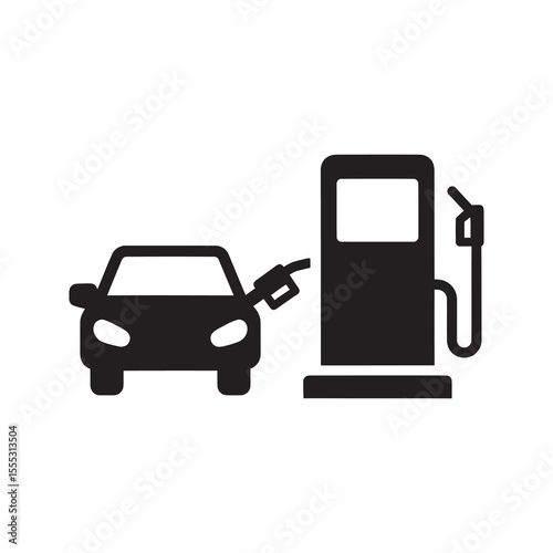 Car refueling at a gas station icon representing fuel pump service for vehicle transport petroleum energy and automobile maintenance on the road vector solid glyph icon