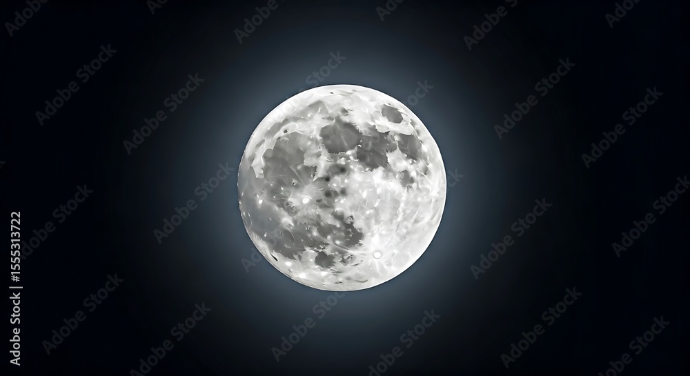 Obraz premium Full Moon's Ethereal Glow: A Celestial Orb Illuminating the Night Sky with Soft Light and Detailed Texture