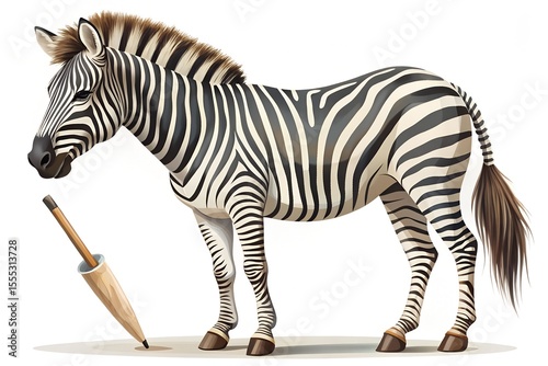 Zebra Painting Its Stripes with Brush