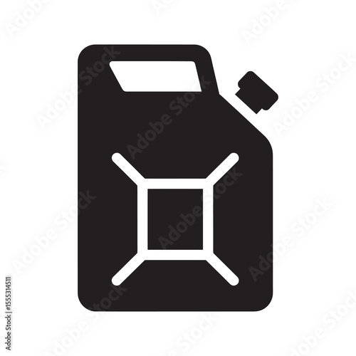 Jerrycan icon representing a portable fuel container for gasoline or diesel an emergency supply can for liquid storage and transportation vector solid glyph icon