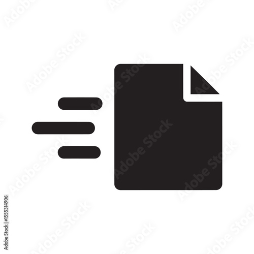 Fast document delivery icon representing quick file transfer express information sharing and rapid data processing for efficient communication vector solid glyph icon
