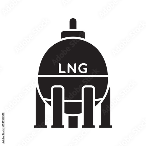 Liquefied natural gas storage tank glyph icon for LNG fuel energy industry and petroleum gas containment vector graphic design vector solid glyph icon