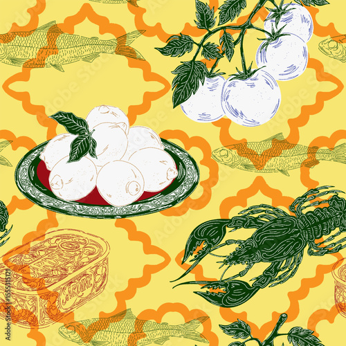 seamless pattern with sketch elements