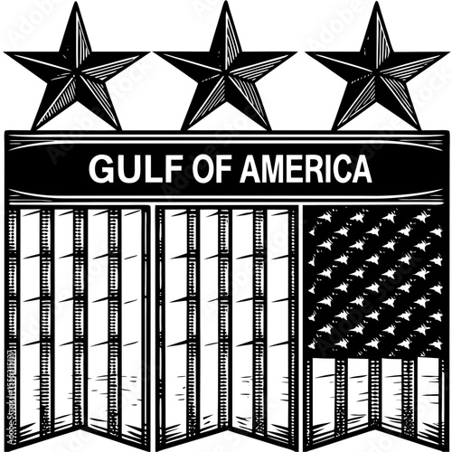 Patriotic Gulf of America Emblems and Vintage Gulf of Mexico Beach Scenes