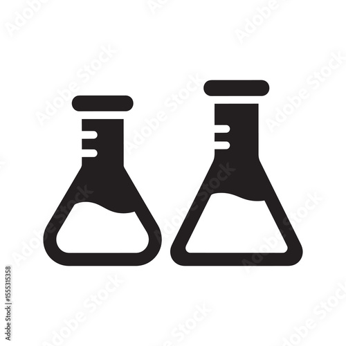 Chemistry lab flask glyph icon for scientific experiment research equipment and chemical laboratory glassware vector illustration vector solid glyph icon