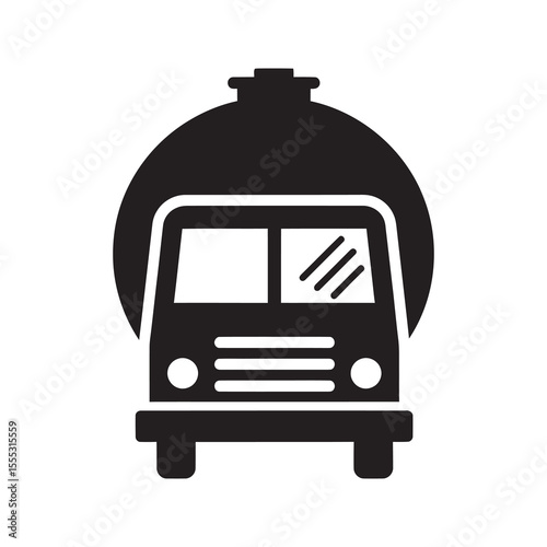 Fuel tanker truck glyph icon for oil transport gasoline delivery and industrial liquid logistics vehicle vector graphic design vector solid glyph icon
