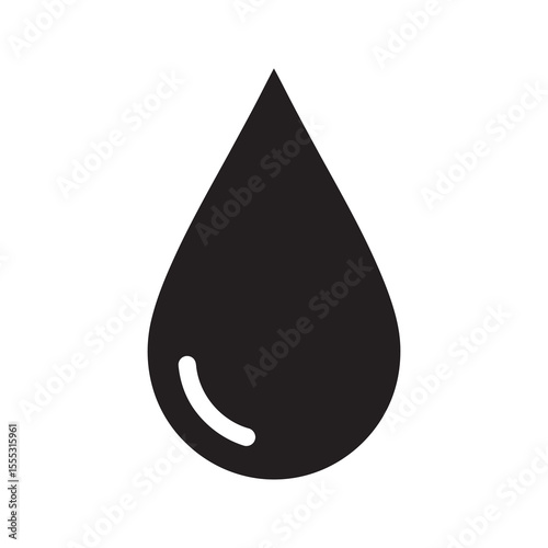 Liquid drop glyph icon representing oil water or fuel for industrial and natural resource concepts vector graphic illustration vector solid glyph icon