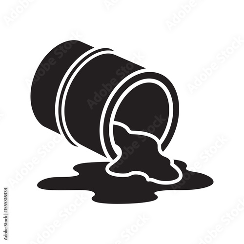 Oil spill glyph icon from barrel showing environmental pollution disaster and hazardous chemical waste leakage vector design vector solid glyph icon