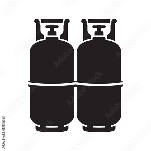 Propane gas cylinders glyph icon for lpg fuel storage compressed gas container and industrial flammable tank vector illustration vector solid glyph icon