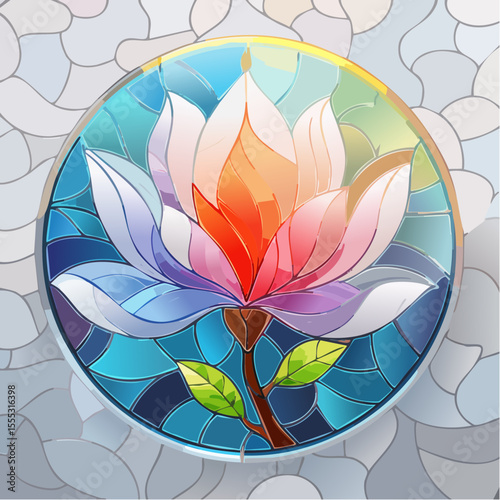 magnolia bloom etched in soft glass over a smoky whisper