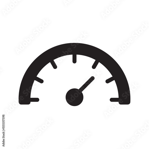 Gauge meter glyph icon for measurement of speed pressure or performance level on a dashboard vector graphic design concept vector solid glyph icon