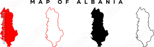 Modern  Albania Map Outline – Minimal Vector