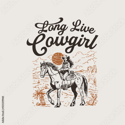 Long Live Cowgirl Retro Western Graphic