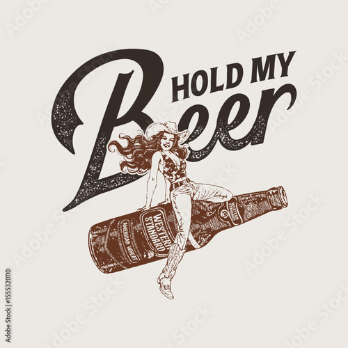 Hold My Beer Cowgirl Rodeo Humor Graphic