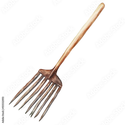 watercolor of Rake, vector, isolated on a white background.