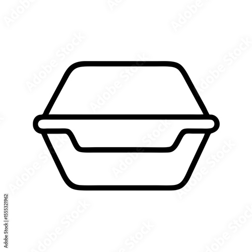 Molded pulp packaging container in simple line art design, icon, vector  