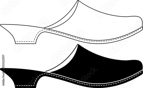 outline silhouette mule shoes icon set