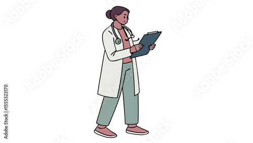 “Doctor with Clipboard Vector Illustration Isolated on White Background”

