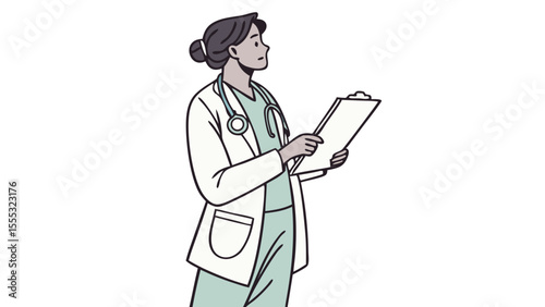 “Doctor with Clipboard Vector Illustration Isolated on White Background”

