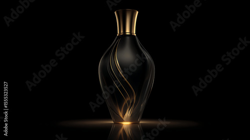 An elegant black and gold vase, minimalist design, high-end luxurious design