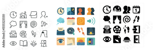 Communication and multimedia icons set – silhouette, media and message symbols