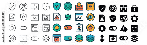Security and data protection icons set – outline, safeguard and privacy symbols