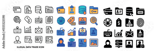 Cybersecurity and data protection icons set – linear, privacy and secure network symbols
