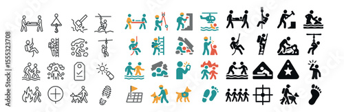 Adventure and recreation icons set – silhouette, outdoor activities and sports symbols