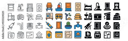 Home automation and maintenance icons set – flat, smart home and appliance symbols