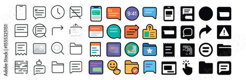 Modern ux and app icons set – linear design for digital interfaces and mobile ui