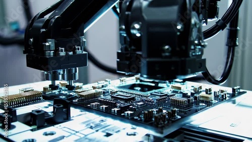 modern industrial factory for the production of electronic components - machinery, interior and equipment of the production hall