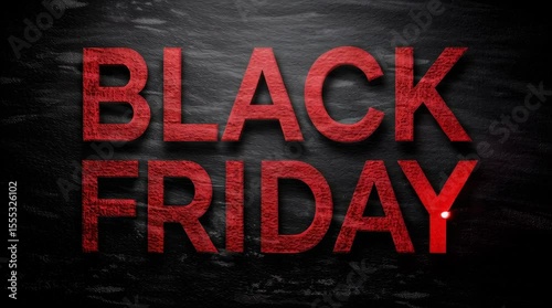 Black Friday sale text. Red letters on black.