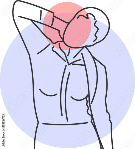 Woman with neck pain after long time working in office