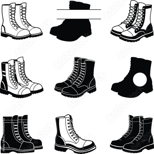 Army Boots, Combat Boots SVG, Silhouette, Military Boots, Cricut file, Vector file, Clipart, Cuttable Design,