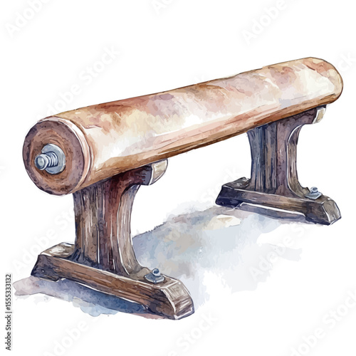 Pommel Horse, watercolor illustration vector, isolated on a white background.