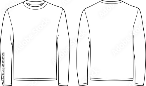 Men's long sleeve t-shirt with front and back views
