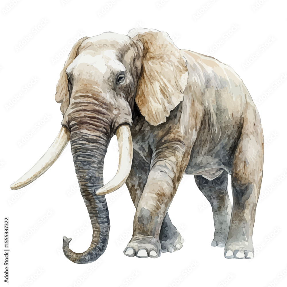 Fototapeta premium Platybelodon, watercolor drawing vector, isolated on a white background.
