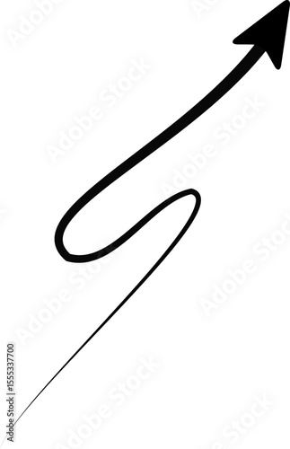Curved arrow illustrating directional movement with a gradually thinning body.