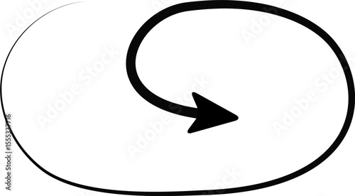 Arrow integrates a spiral at the start transitioning into a straight line pointing inward with a tapering stroke.