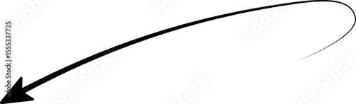 Arrow extends in a straight path and finishes with a curved end, tapering gradually along its length.
