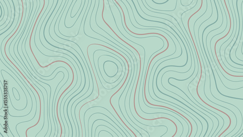 Topographic map vector contour lines representing elevation and terrain. Abstract wavy background for land exploration and geodesy.