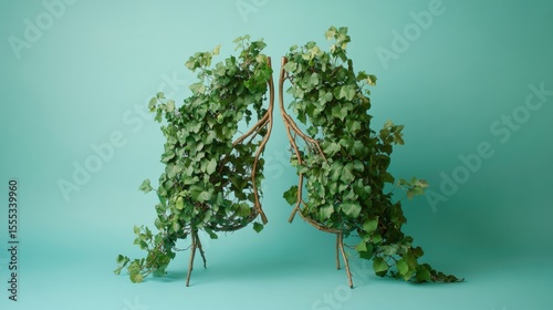Lungs Made of Green Ivy Illustrating Nature and Health Concepts
