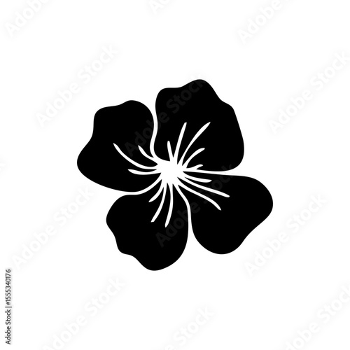 Tropical Hibiscus Flower Silhouette in Black SVG – Decorative Floral Element for Hawaiian Party, Beach Decor, Spa Branding or Summer Event Invitations