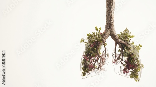 Lungs Made of Plants Symbolizing Nature and Breath of Life