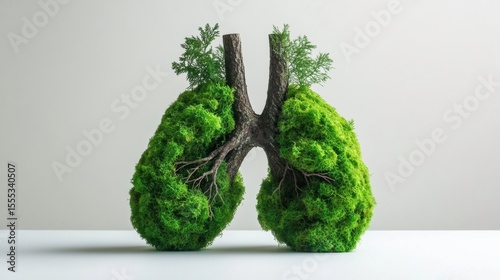 Lush Green Lungs Made of Moss Symbolizing Environmental Health