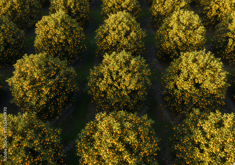 Naklejka premium Aerial View of Kumquat Plantation