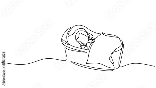 Peaceful Sleeping Baby One Line Drawing for Nursery Art