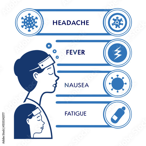Symptom Icons Infographic with Labels – Vector for Telemedicine Apps, Patient Portals, and Healthcare Guides