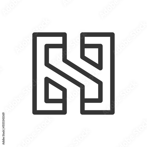 the logo consists of monogram the letter S and N. Abstract, outline and elegant.